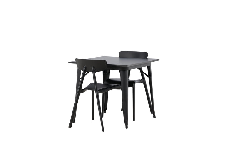 Venture Home Tempe Dining Table - Black / Black MDF +Ursholmen Dining Chair - Black Polypropylene _2