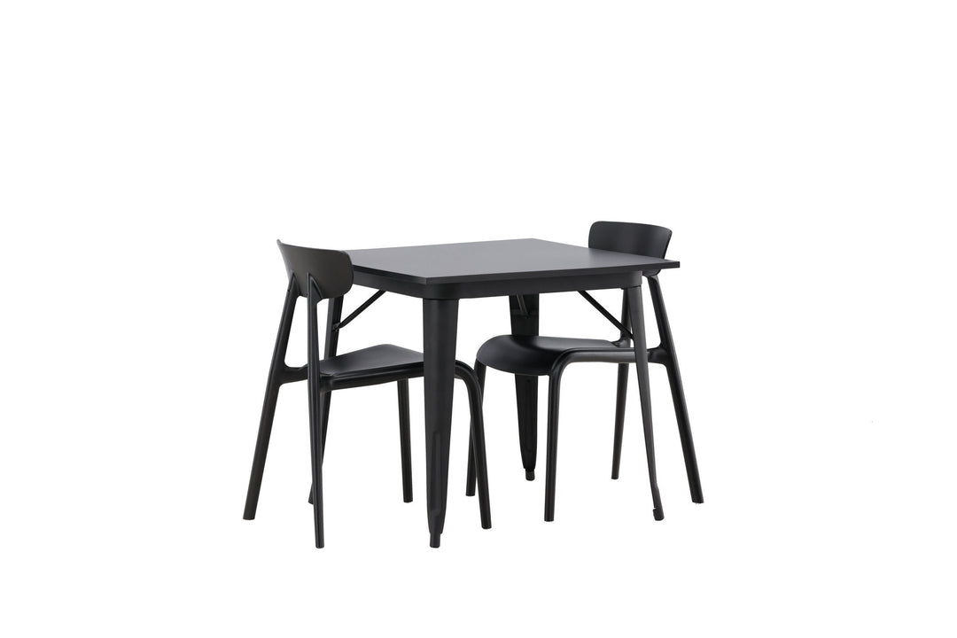 Venture Home Tempe Dining Table - Black / Black MDF +Ursholmen Dining Chair - Black Polypropylene _2