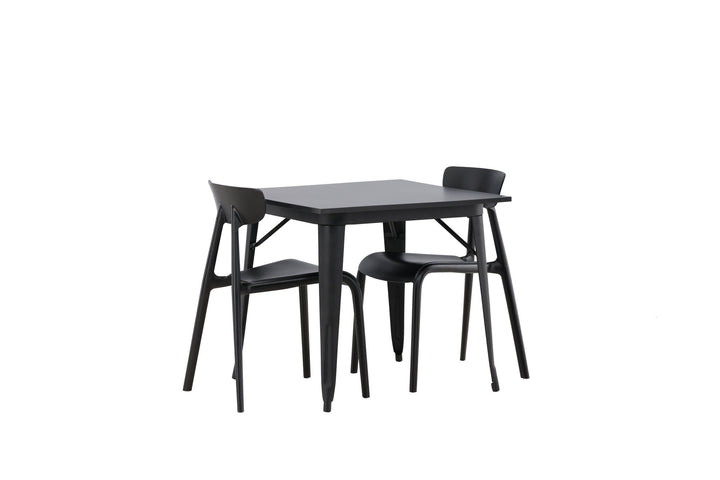 Venture Home Tempe Dining Table - Black / Black MDF +Ursholmen Dining Chair - Black Polypropylene _2