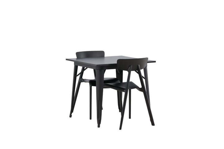 Venture Home Tempe Dining Table - Black / Black MDF +Ursholmen Dining Chair - Black Polypropylene _2