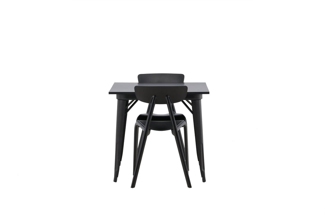 Venture Home Tempe Dining Table - Black / Black MDF +Ursholmen Dining Chair - Black Polypropylene _2