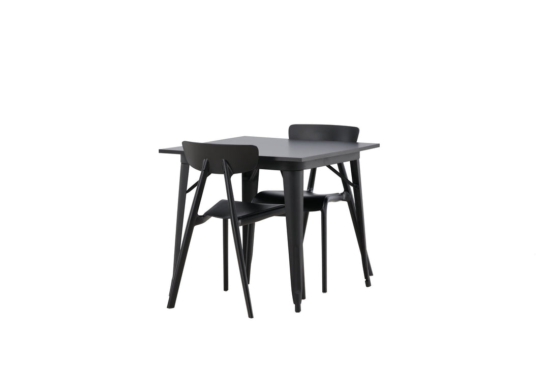 Venture Home Tempe Dining Table - Black / Black MDF +Ursholmen Dining Chair - Black Polypropylene _2