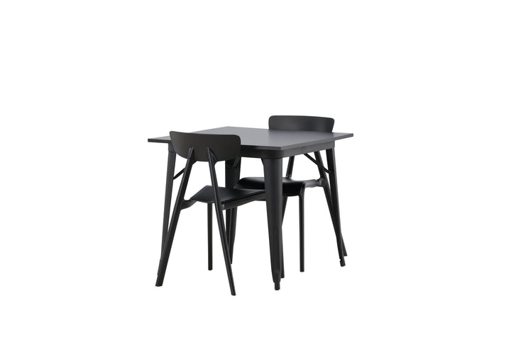 Venture Home Tempe Dining Table - Black / Black MDF +Ursholmen Dining Chair - Black Polypropylene _2