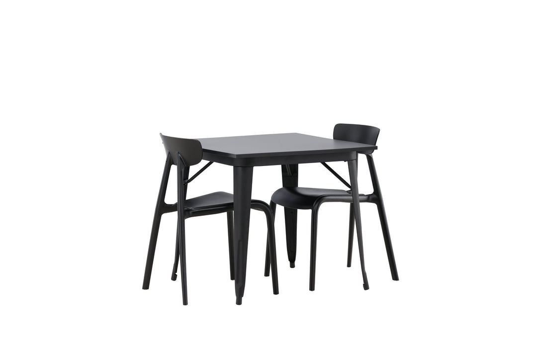 Venture Home Tempe Dining Table - Black / Black MDF +Ursholmen Dining Chair - Black Polypropylene _2