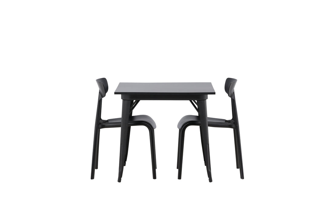 Venture Home Tempe Dining Table - Black / Black MDF +Ursholmen Dining Chair - Black Polypropylene _2