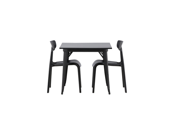 Venture Home Tempe Dining Table - Black / Black MDF +Ursholmen Dining Chair - Black Polypropylene _2
