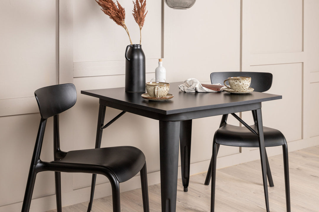 Venture Home Tempe Dining Table - Black / Black MDF +Ursholmen Dining Chair - Black Polypropylene _2