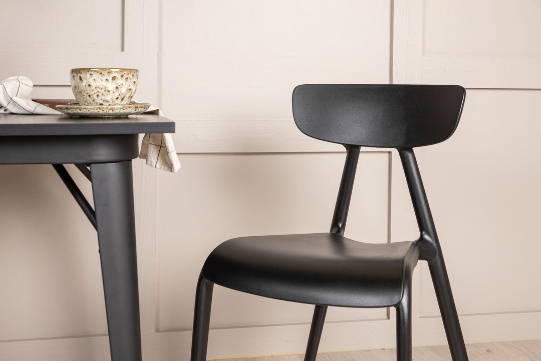 Venture Home Tempe Dining Table - Black / Black MDF +Ursholmen Dining Chair - Black Polypropylene _2