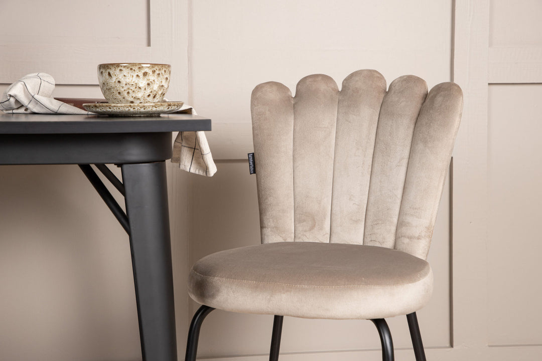 Venture Home Tempe Dining Table - Black / Black MDF +Limhamn Light Chair - Black / Beige Velvet _2