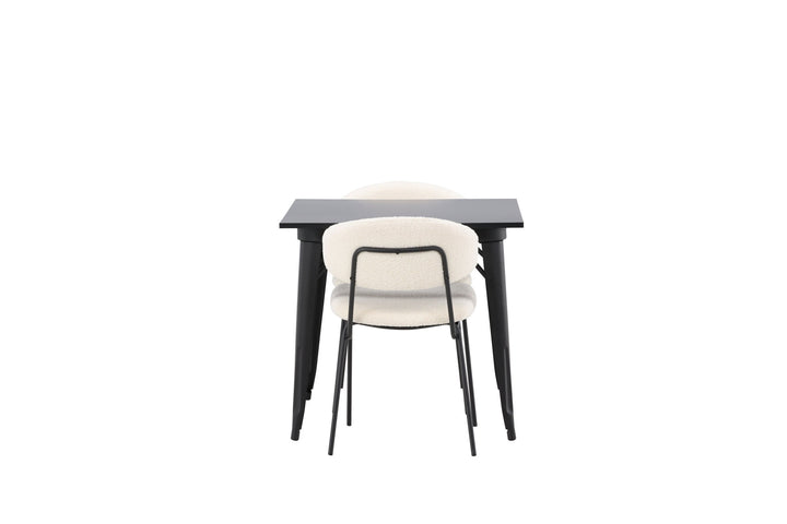 Venture Home Tempe Dining Table - Black / Black MDF +Chico Dining Chair - Black / White Boucle _2