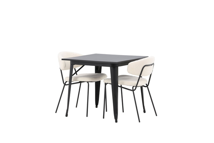 Venture Home Tempe Dining Table - Black / Black MDF +Chico Dining Chair - Black / White Boucle _2