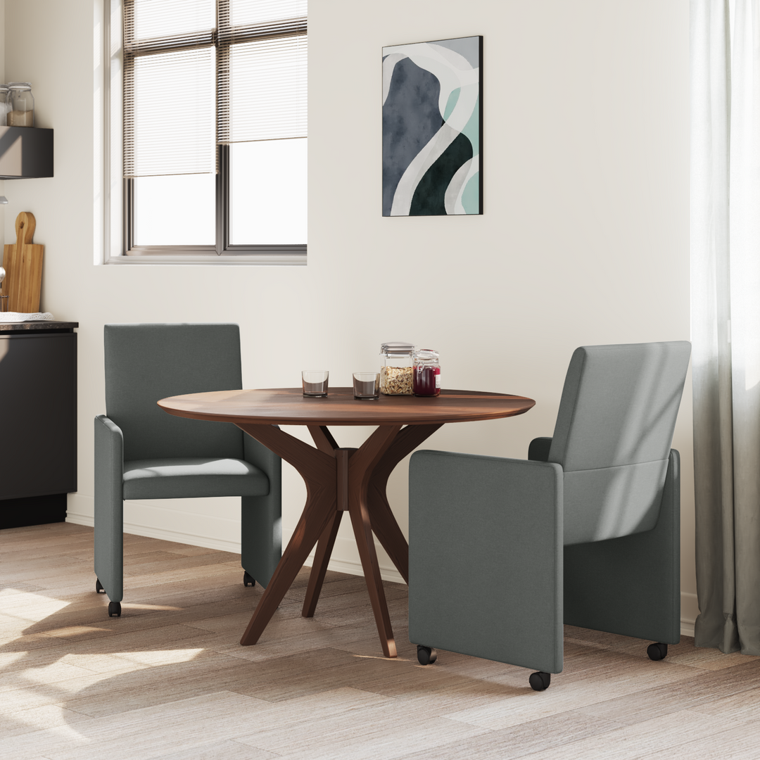 Spisebordsstole med hjul 2 pcs Mørkegrå 57 x 66 x 94 cm Stof