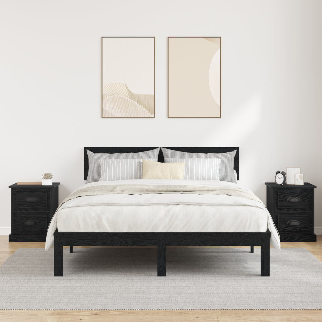 Natskab 2 pcs Sort eg 39 x 39 x 47.5 cm Konstrueret træ