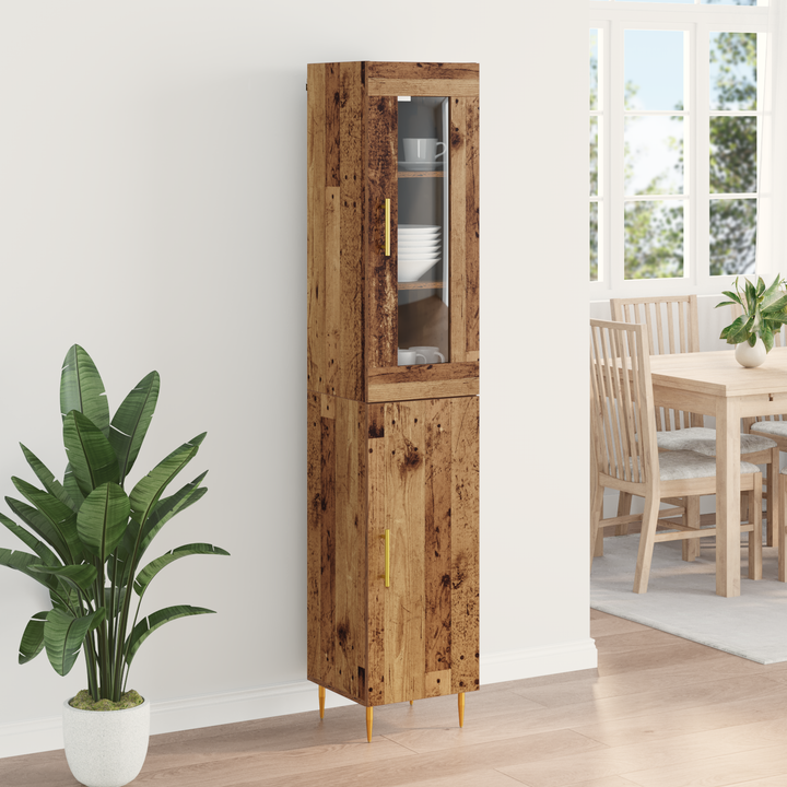 Highboard 2 pcs Gammelt træ Konstrueret træ