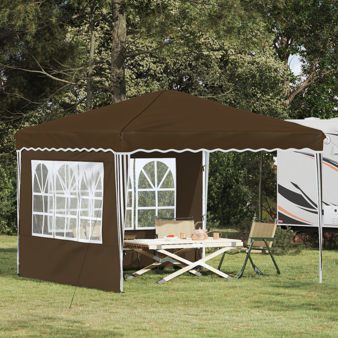 Pop-up Festtelt 288 x 288 x 245 cm Gråbrun Oxford stof