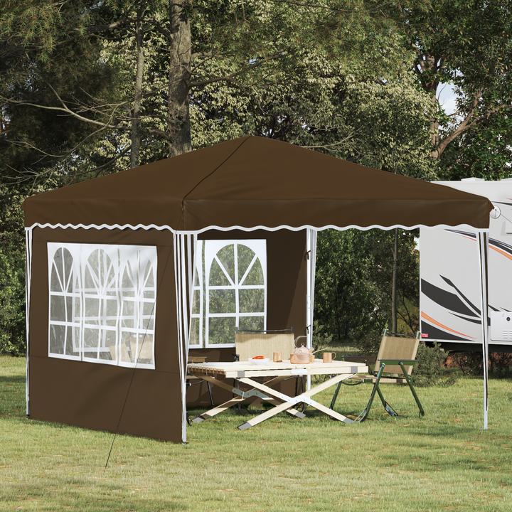 Pop-up Festtelt 288 x 288 x 245 cm Gråbrun Oxford stof