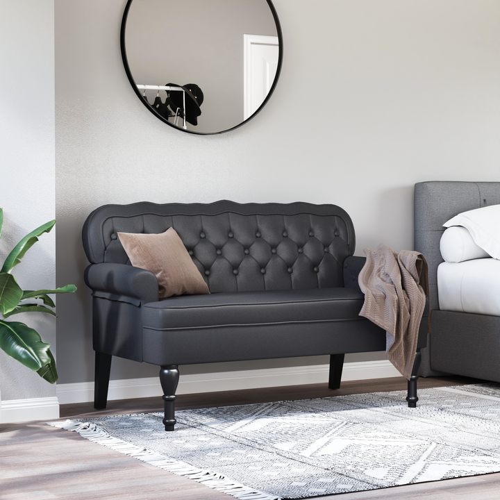 Chesterfield bænk Sort 119,5 x 64,5 x 75 cm Faux læder