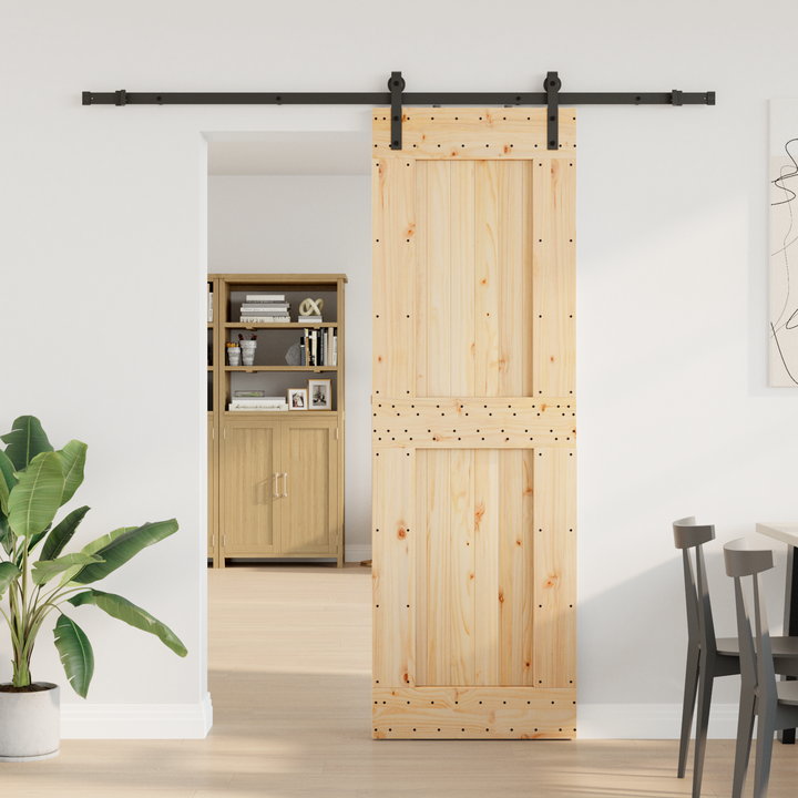 Skydedør NARVIK Naturfarvet og sort 70 x 210 cm (213,5 cm)