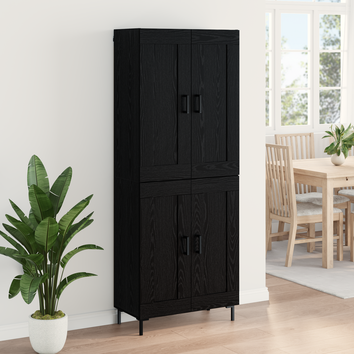 Highboard 2 pcs Sort eg Konstrueret træ
