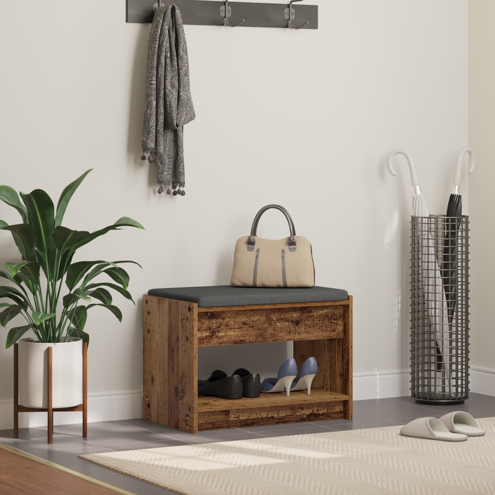 Hallbænk Gammelt træ 63 x 38 x 45 cm Kunstigt træ og stof