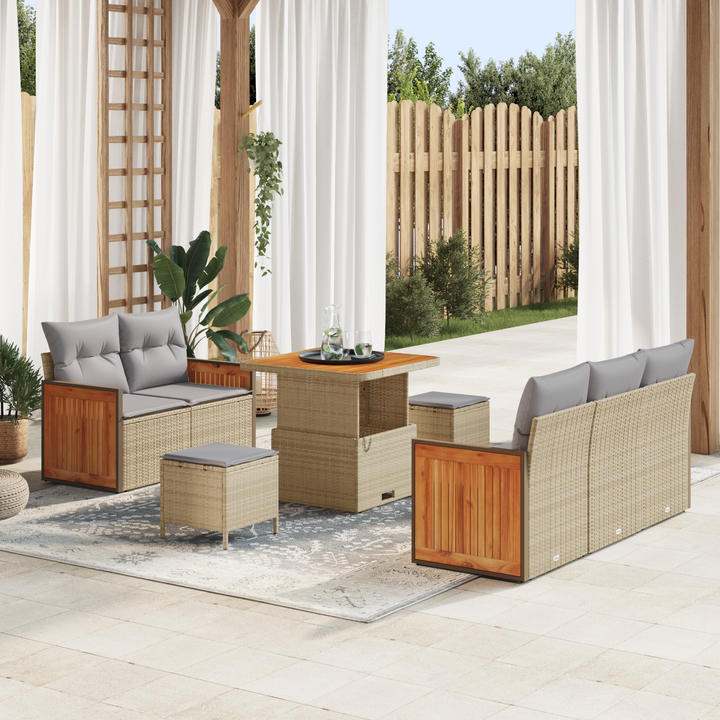 Havesofa Sæt med pude 8 pcs Beige og lys grå