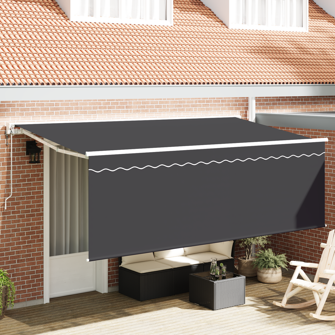 Utrækkelig Markise Antracit 350 x 200 cm Polyester og Aluminium