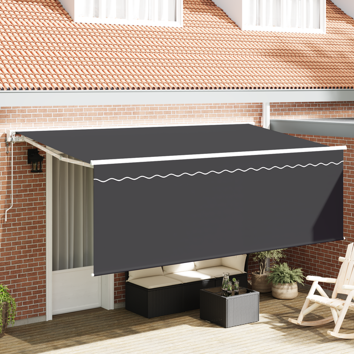 Utrækkelig Markise Antracit 350 x 200 cm Polyester og Aluminium