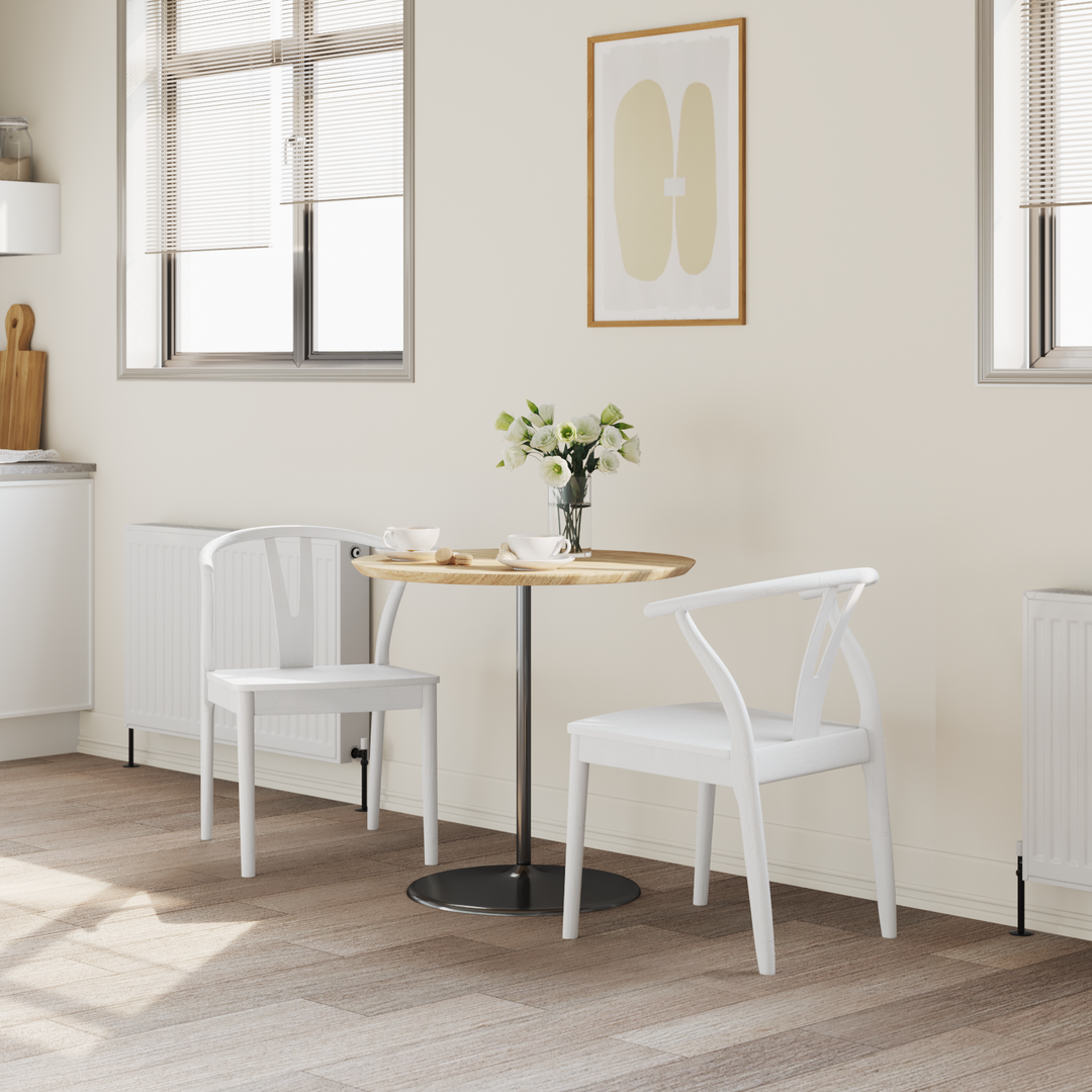 Spisestuestol 2 pcs Hvid og Hvid Massiv Gummitræ