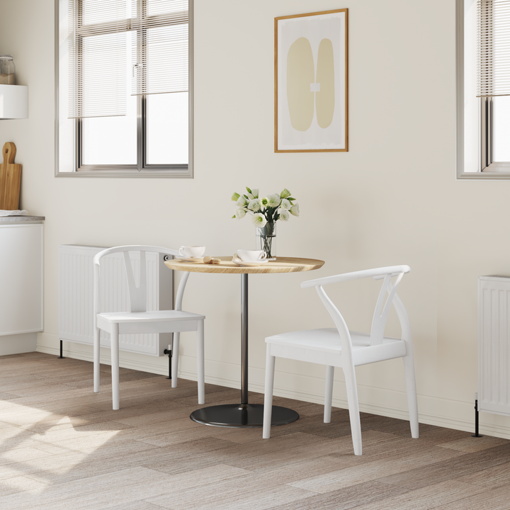 Spisestuestol 2 pcs Hvid og Hvid Massiv Gummitræ