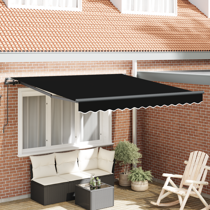 Udtrækkelig markise Sort 300 x 250 cm Polyester og Aluminium