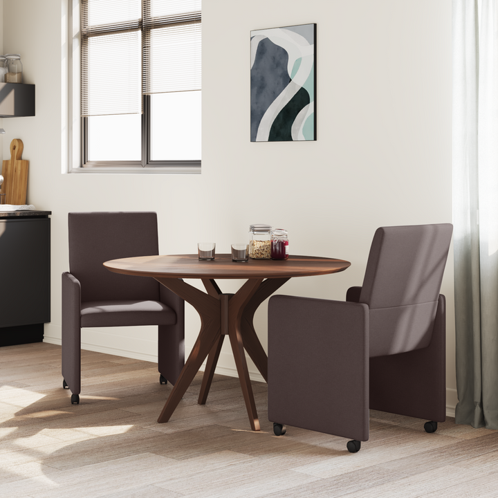 Spisebordsstole med hjul 2 pcs Mørk Brun 57 x 66 x 94 cm Stof