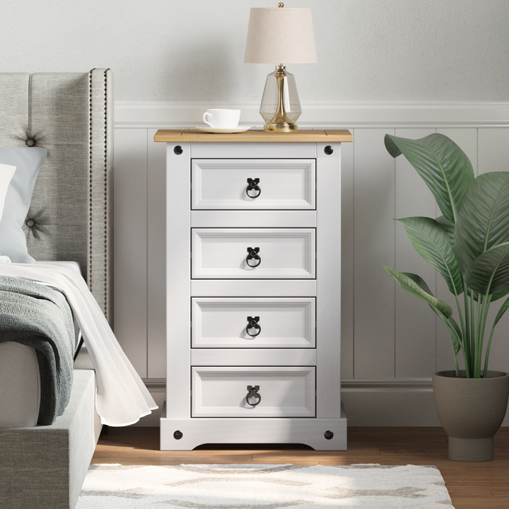 Sengebord Corona Hvid 53 x 39 x 84 cm Massiv fyrretræ