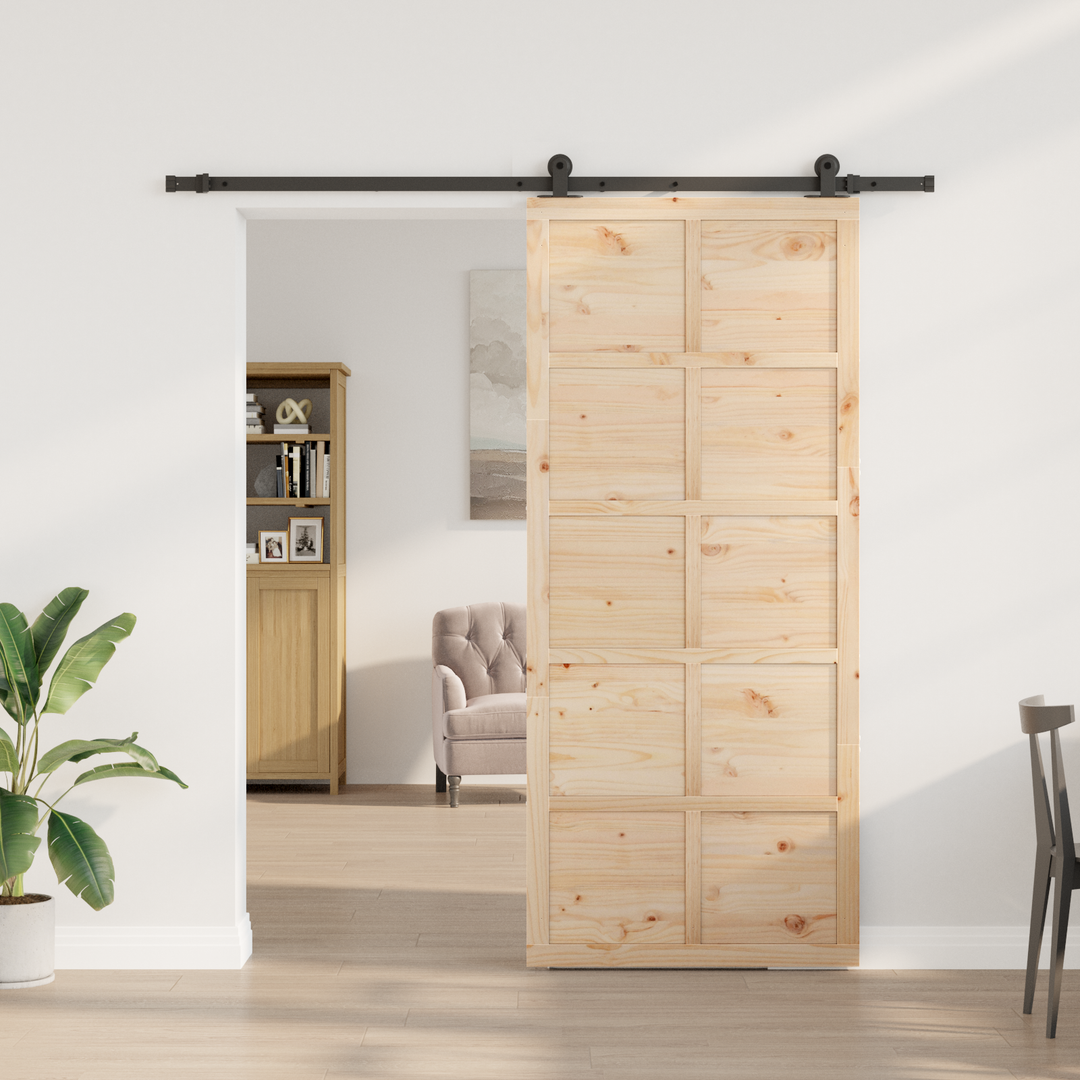 Skydedør Naturfarvet 100 x 208 cm Massivt fyrretræ