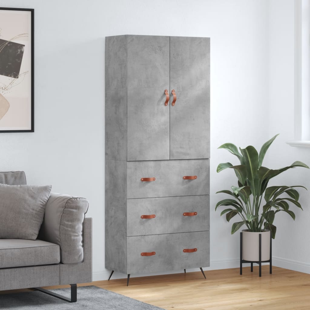 højskab 69,5x34x180 cm konstrueret træ betongrå