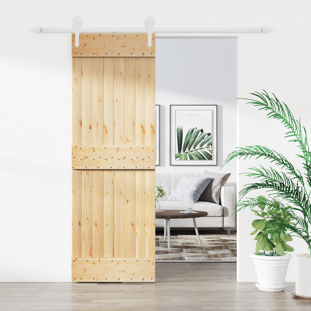 Skydedør Natur og hvid 70 x 210 cm Massivt Fyrretræ
