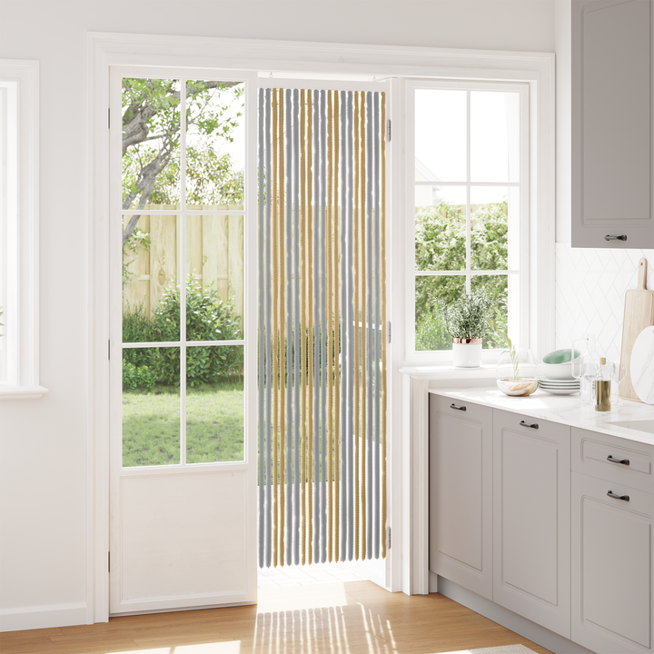 Insektgardin i chenille Grå og beige 56 x 200 cm 100% PP