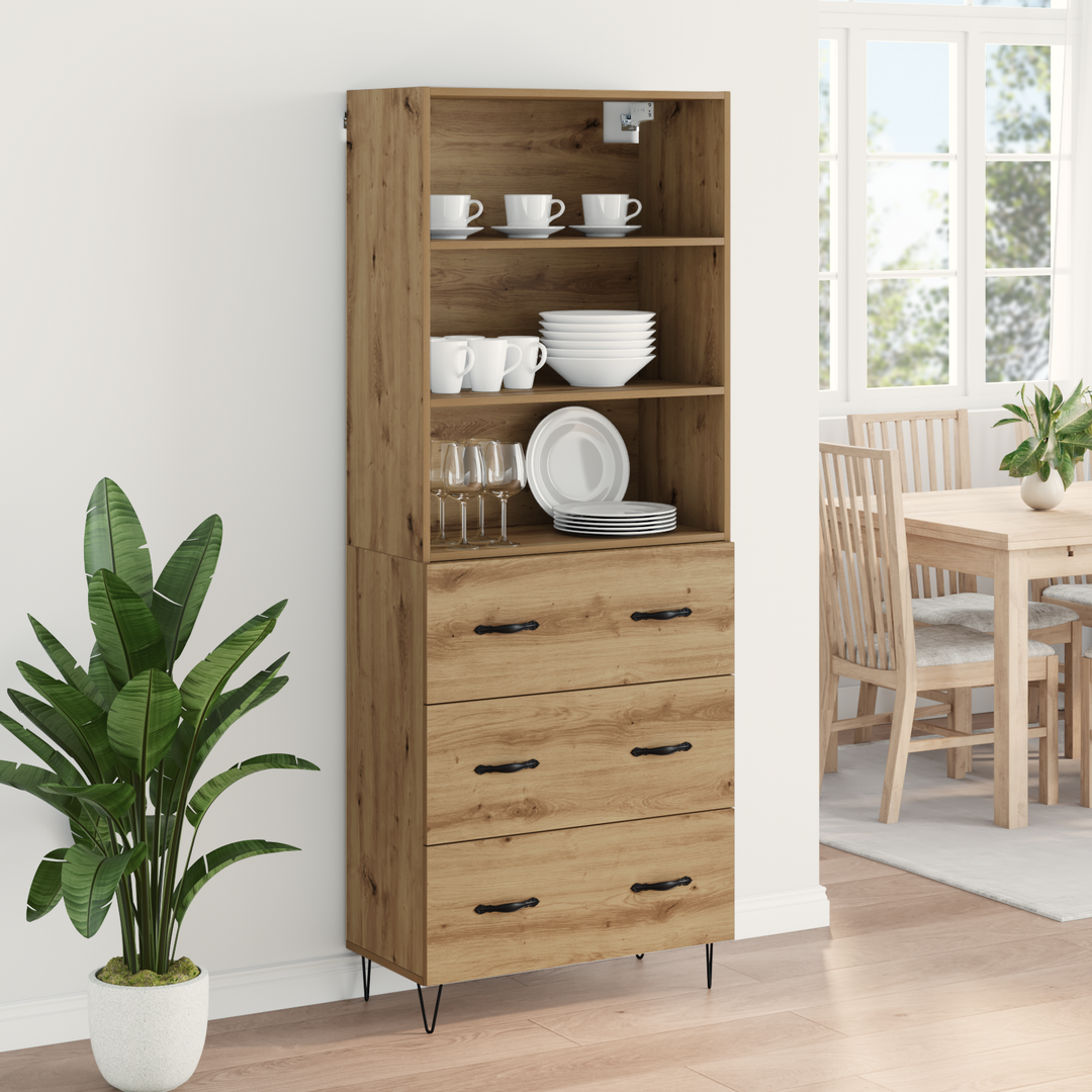 Highboard med skuffe 2 pcs Artisan Egetræ Konstrueret træ
