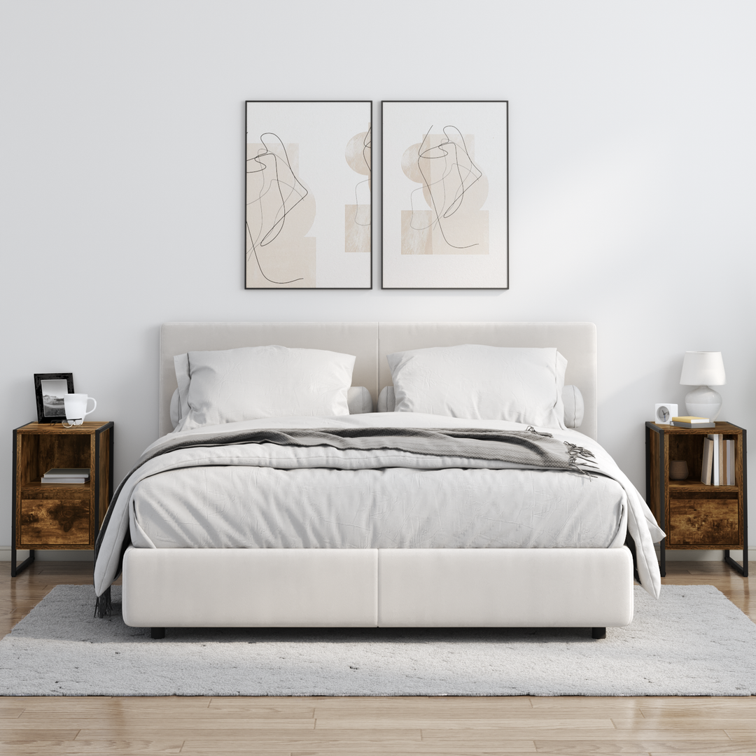 Sengebord 2 pcs Røget Eg 39,5 x 30 x 50 cm Konstrueret træ