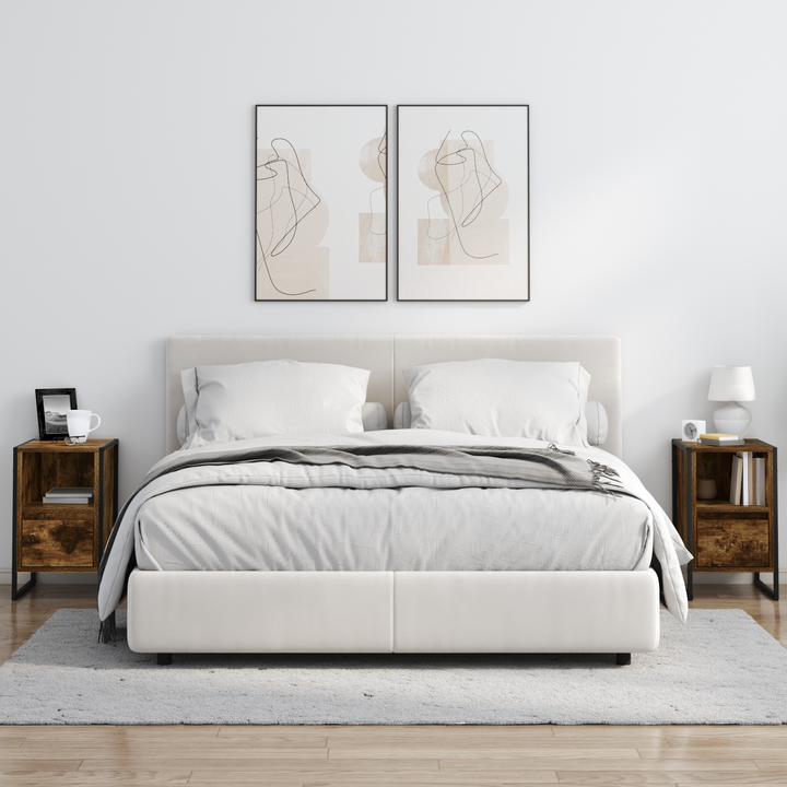 Sengebord 2 pcs Røget Eg 39,5 x 30 x 50 cm Konstrueret træ