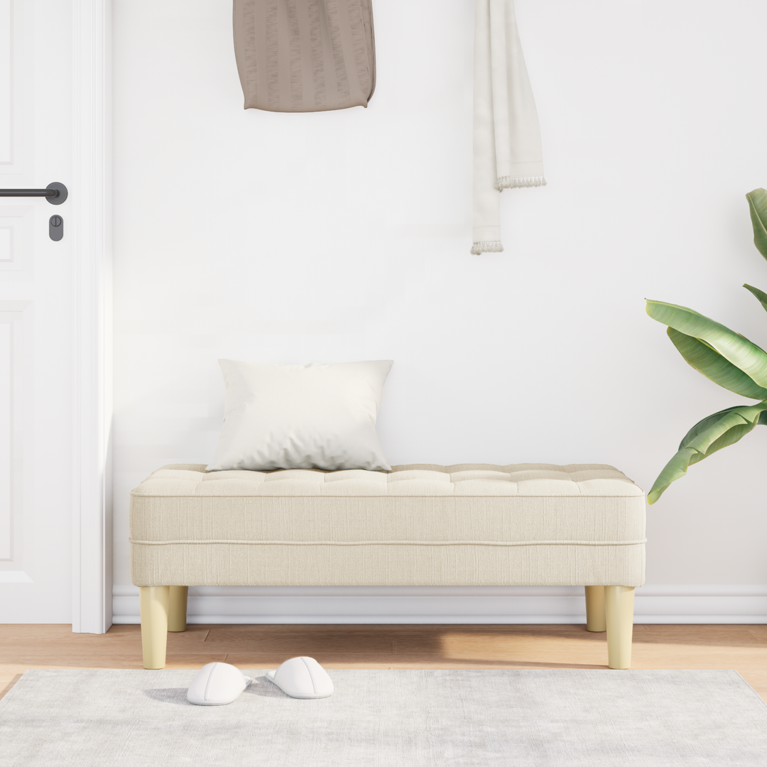 bænk med pude Linned 113 x 57 x 39 cm Stof