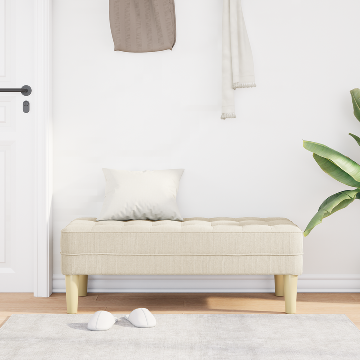 bænk med pude Linned 113 x 57 x 39 cm Stof