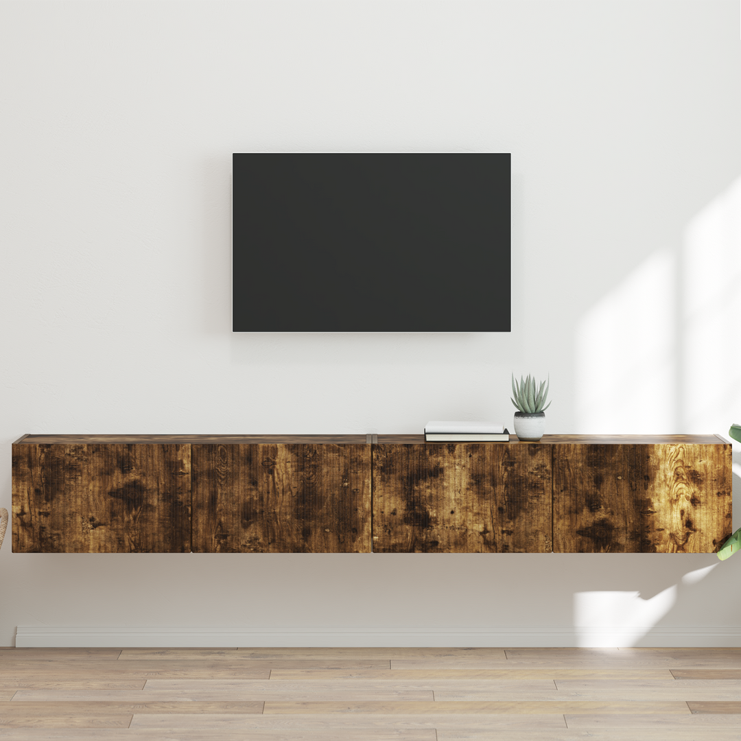 TV vægskab 2 pcs Røget eg 98 x 31 x 29,5 cm Konstrueret træ