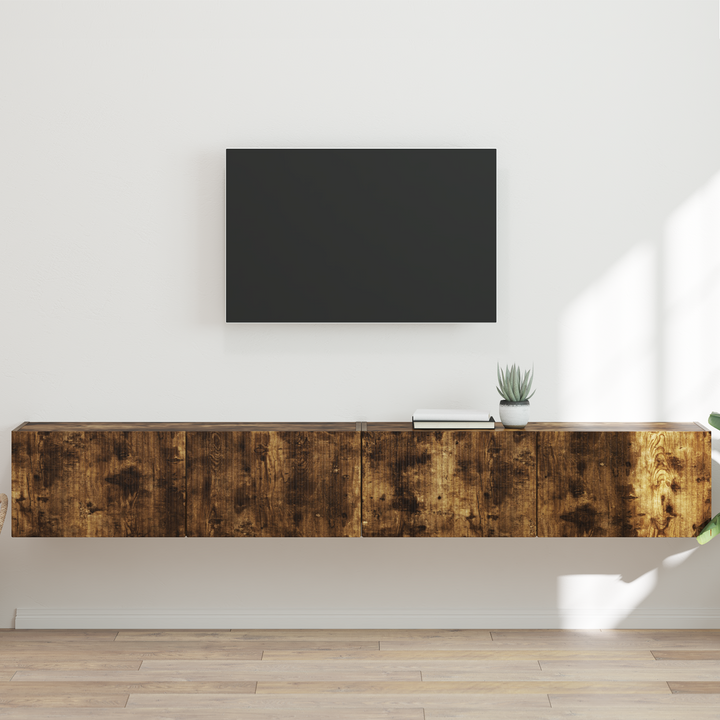 TV vægskab 2 pcs Røget eg 98 x 31 x 29,5 cm Konstrueret træ