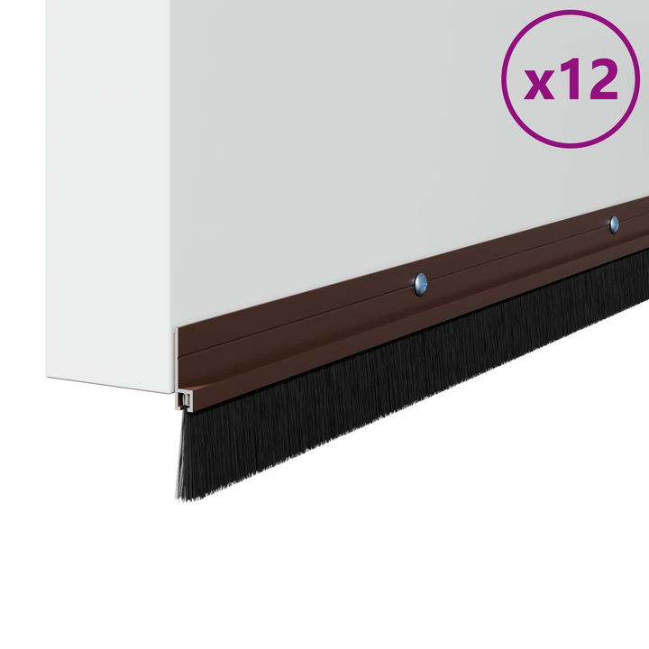 Skruemonterede dørbørste tætninger 12 pcs Brun 100 cm