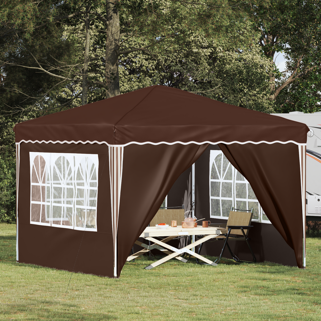 Pop-up Festtelt 288 x 288 x 245 cm Brun Oxford stof