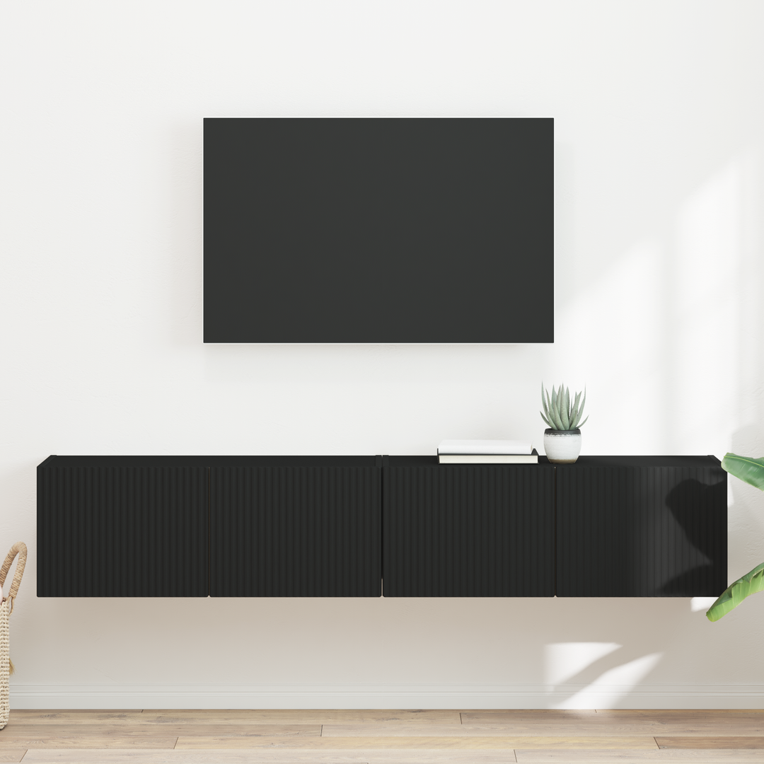 TV vægskab 2 pcs Sort 78,5 x 31 x 29,5 cm Konstrueret træ