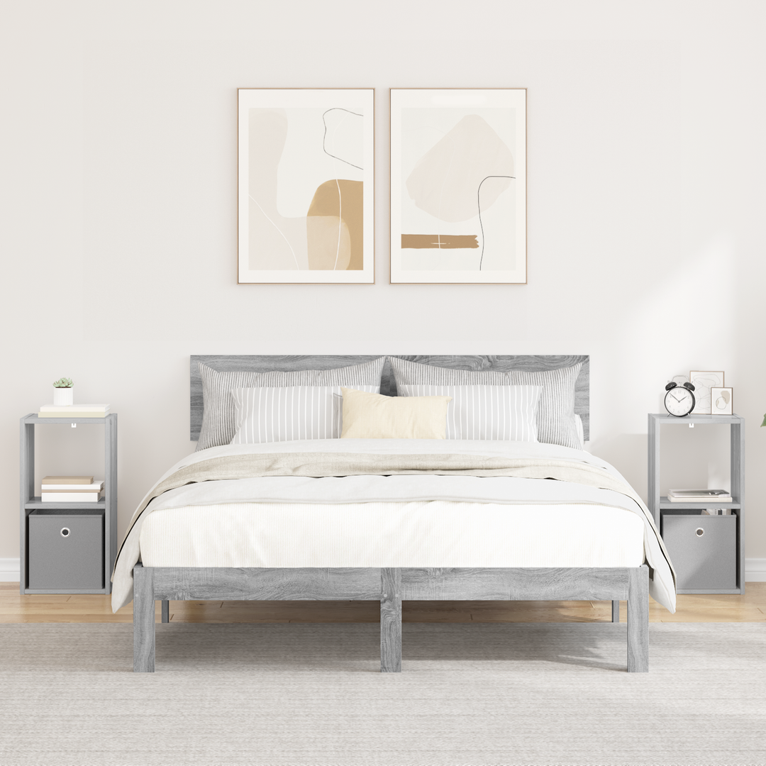 Sengebord 2 pcs Grå Sonoma 30,5 x 27 x 59,5 cm Konstrueret træ