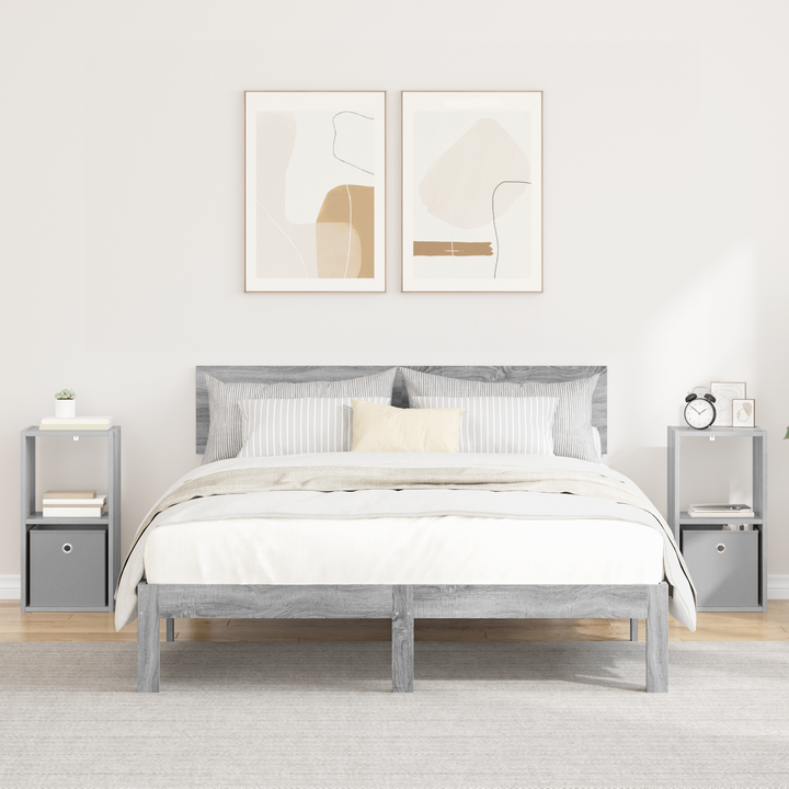 Sengebord 2 pcs Grå Sonoma 30,5 x 27 x 59,5 cm Konstrueret træ