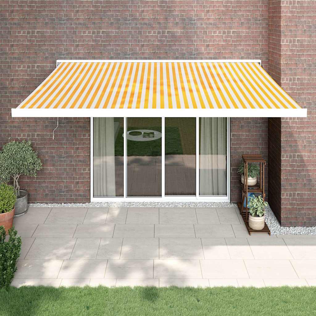 foldemarkise manuel betjening 4x3 m stof aluminium gul hvid