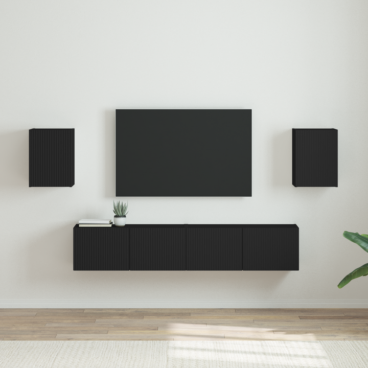 TV vægskab 2 pcs Sort 30 x 31 x 40 cm Konstrueret træ